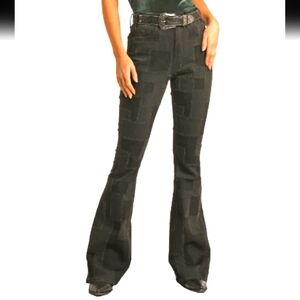 Rock & Roll denim flared Patchwork jeans women's, High Rise stretch, 26/34